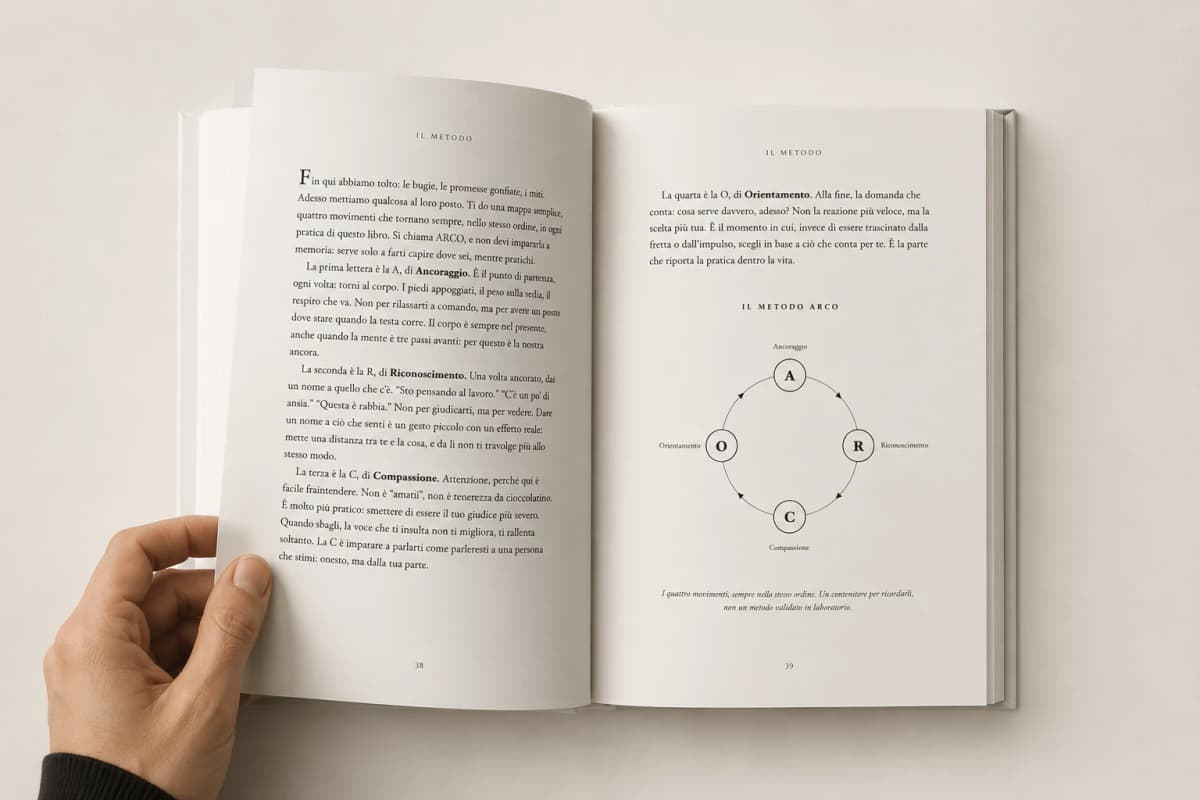 Il libro ARCO aperto, con un diagramma del metodo